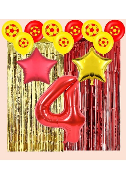 Sarı Kırmızı Taraftar Doğum Günü Parti Seti Yaş 4