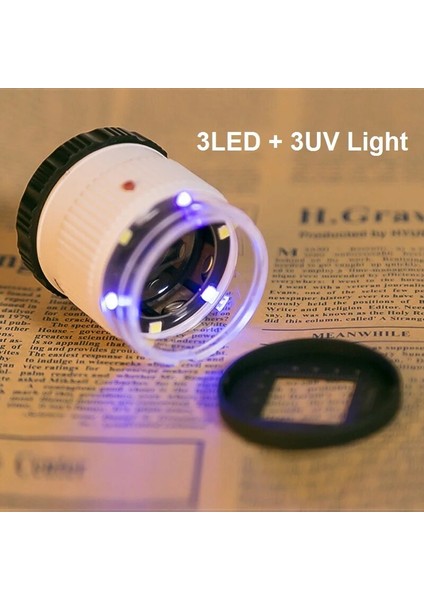 Siyah Stil 30X Takı Büyüteç 3 LED 3 Uv Işık Optik Cam Lens Büyütme Pulları Belirlemek Için 30X Büyüteç Antik Para Birimi (Yurt Dışından)
