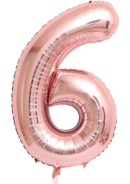 6 Rose Gold Rakam Folyo Balon 80 cm
