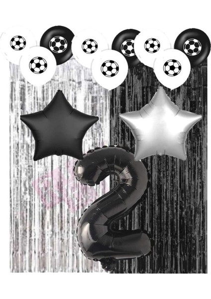 Siyah Beyaz Taraftar Doğum Günü Parti Seti Yaş 2