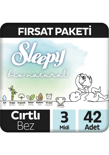 Bio Natural Fırsat Paketi Bebek Bezi 3 Numara Midi 42 Adet