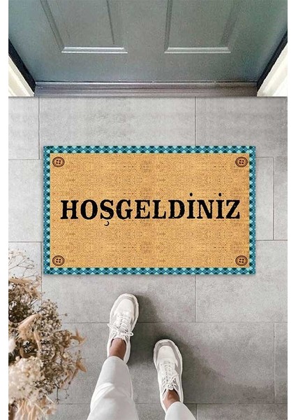 Dijital Baskılı Hoşgeldiniz Yazılı Dekoratif Kapı Önü Paspası