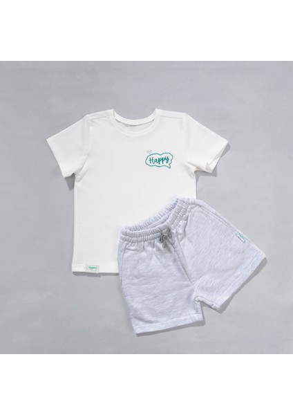 2li Organik Pamuk T-Shirt Şort Takım( 0-4 Yaş) - Gri Melanj