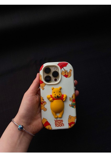 Niss Store Apple iPhone 14 Uyumlu Winnie The Pooh Kabartma Detaylı Silikon Telefon Kılıfı