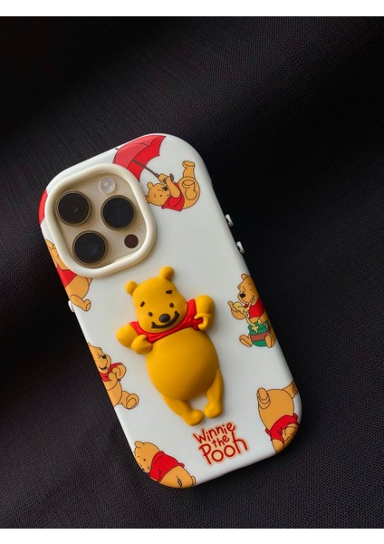 Niss Store Apple iPhone 14 Uyumlu Winnie The Pooh Kabartma Detaylı Silikon Telefon Kılıfı