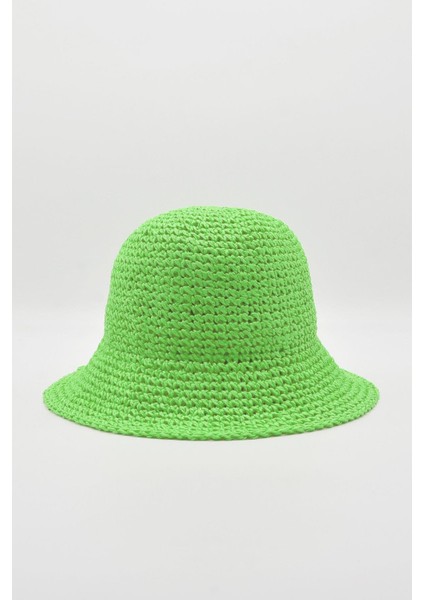Kadın Hasır Bucket Şapka Naturel Ayarlanabilir Kova Plaj Şapkası Açık Yeşil modelleri