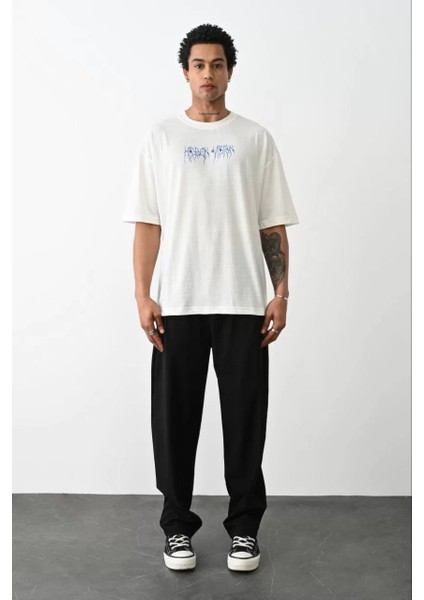 Baskılı Oversize T-Shirt - Beyaz modelleri