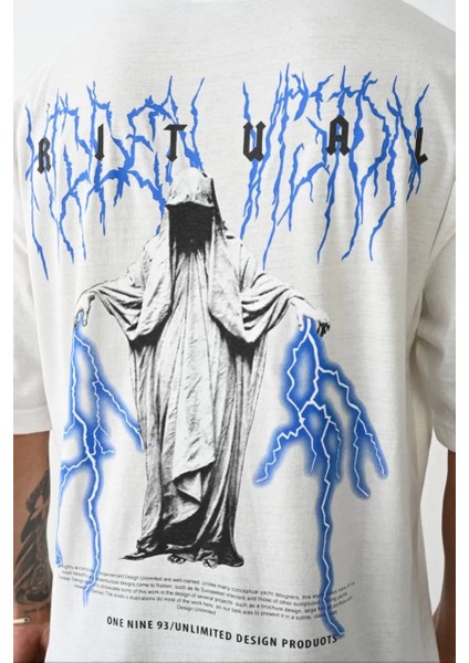 Baskılı Oversize T-Shirt - Beyaz fırsatları