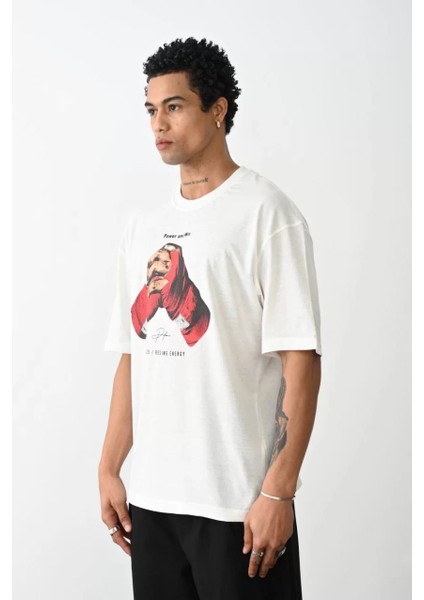 Baskılı Oversize T-Shirt - Beyaz fiyatları