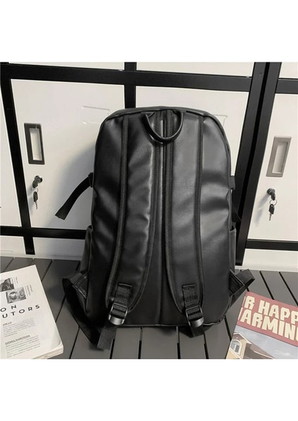 Siyah Unisex Büyük Yumuşak Deri Sırt Çantası Rahat Genç Kız Erkek Lise Çantası Üniversite Kitapları Sırt Çantası Pu Öğrencileri Mochila XA447C (Yurt Dışından) fırsatları