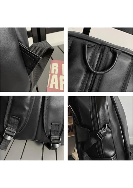 Siyah Unisex Büyük Yumuşak Deri Sırt Çantası Rahat Genç Kız Erkek Lise Çantası Üniversite Kitapları Sırt Çantası Pu Öğrencileri Mochila XA447C (Yurt Dışından) indirimleri