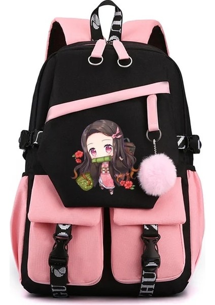 Gök Mavisi Kamado Nezuko Demon Slayer Anime Cosplay Unisex Öğrenciler Okul Çantası Sırt Çantası Karikatür Gizli Sakli Konusmalar Dizüstü Seyahat Sırt Çantası Açık Çanta (Yurt Dışından)