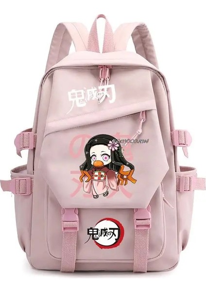 Resim Renk Demon Slayer Baskılı Anime Okul Çantası Kamado Nezuko Sırt Çantası USB Açık Seyahat Çantası Karikatür Kız Çantası (Yurt Dışından)