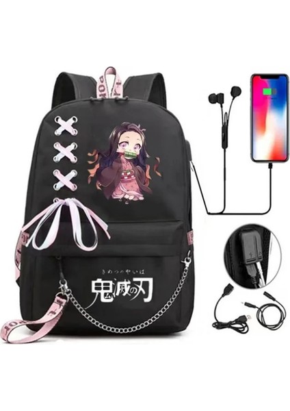 Stil 4 Kamado Nezuko Demon Slayer Anime Cosplay Unisex Öğrenciler Okul Çantası Sırt Çantası Karikatür Gizli Sakli Konusmalar Dizüstü Seyahat Sırt Çantası Açık Çanta (Yurt Dışından)
