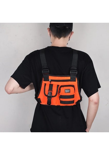 Turuncu Yeşil Turuncu Mavi Çok Cepler Techwear Yelek Çanta Taktik Hip Hop Mini Sırt Çantası Açık Spor Bisiklet Motosiklet Göğüs Çantası (Yurt Dışından) modelleri