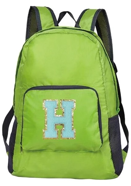 A 1575(H) Yeni Erkek ve Kadın Çok Yönlü Yeşil Mektup Işlemeli Logo, Büyük Kapasiteli Taşınabilir Açık Hava Yürüyüşü ve Işe Gidiş Sırt Çantası (Yurt Dışından)