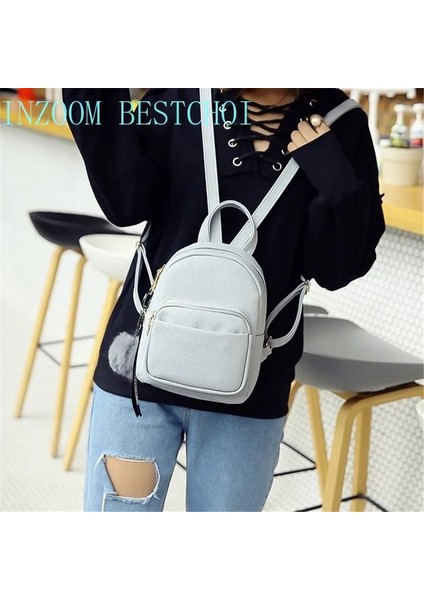 Gri 18X9X24 cm Yeni Pu Deri Kadın Yumuşak Kadın Mini Sırt Çantası Okul Çantası Sevimli Öğrenci Açık Seyahat Sırt Çantası Mochila Mujer Kese Dos (Yurt Dışından) fiyatları