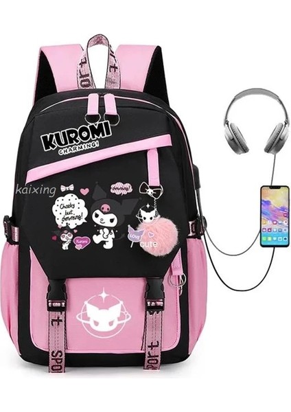 Resim Renk 16 Inç Sıcak Moda Güzel Kuromi Melodi Cosplay Unisex Öğrenciler Okul Çantası Sırt Çantası Karikatür Gizli Sakli Konusmalar Dizüstü Seyahat Sırt Çantası Açık Çanta (Yurt Dışından) indirimleri