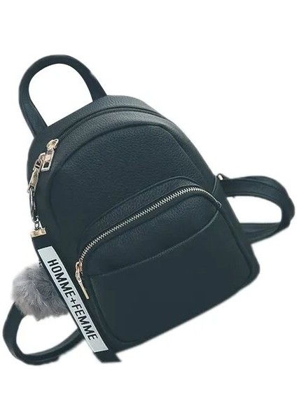 Siyah 18X9X24 cm Yeni Pu Deri Kadın Yumuşak Kadın Mini Sırt Çantası Okul Çantası Sevimli Öğrenci Açık Seyahat Sırt Çantası Mochila Mujer Kese Dos (Yurt Dışından)