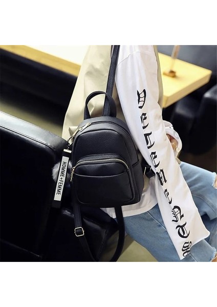 Siyah 18X9X24 cm Yeni Pu Deri Kadın Yumuşak Kadın Mini Sırt Çantası Okul Çantası Sevimli Öğrenci Açık Seyahat Sırt Çantası Mochila Mujer Kese Dos (Yurt Dışından) modelleri
