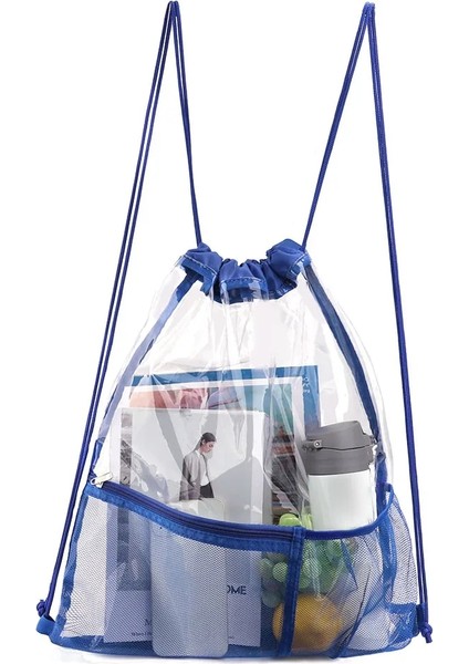 Mavi Erkek/kadın Su Geçirmez Şeffaf Sırt Çantaları Şeffaf Ipli Sırt Çantası Büyük Kapasiteli Açık Spor Çantaları Pvc Genç Sırt Çantası (Yurt Dışından) fiyatları