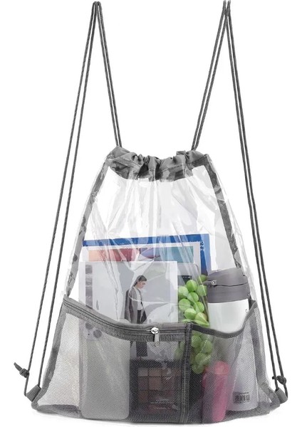 Mavi Erkek/kadın Su Geçirmez Şeffaf Sırt Çantaları Şeffaf Ipli Sırt Çantası Büyük Kapasiteli Açık Spor Çantaları Pvc Genç Sırt Çantası (Yurt Dışından) fırsatları