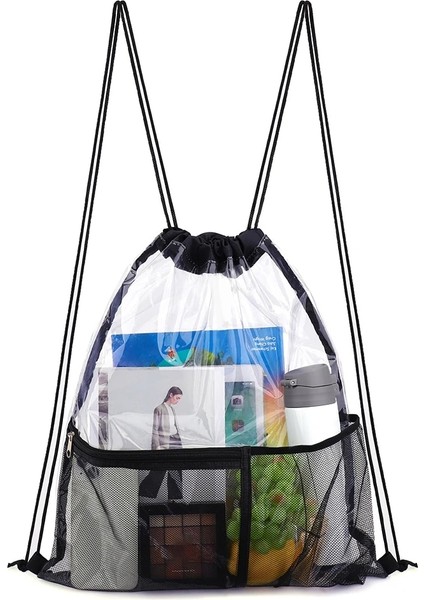 Mavi Erkek/kadın Su Geçirmez Şeffaf Sırt Çantaları Şeffaf Ipli Sırt Çantası Büyük Kapasiteli Açık Spor Çantaları Pvc Genç Sırt Çantası (Yurt Dışından) indirimleri