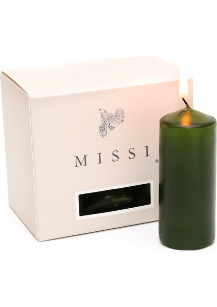 6lı Yeşil Bar Mum Seti(3,5x8 Cm)