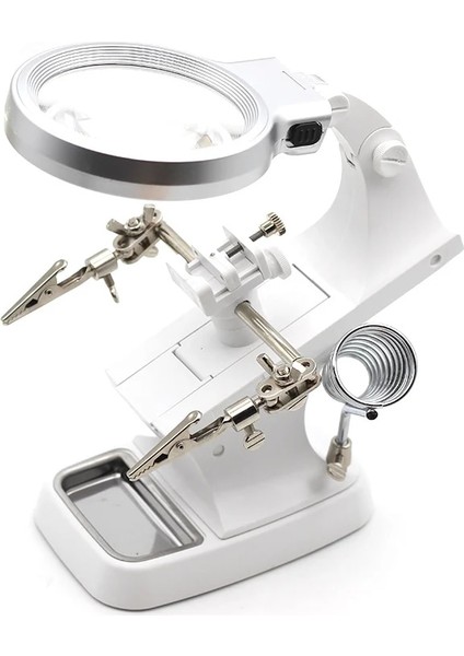 Bir Stil Kaynak Büyüteci LED Işık 3x 4.5x Lens Yardımcı Klip Büyüteç Masaüstü Büyüteç Üçüncü El Lehimleme Onarım Aracı (Yurt Dışından)