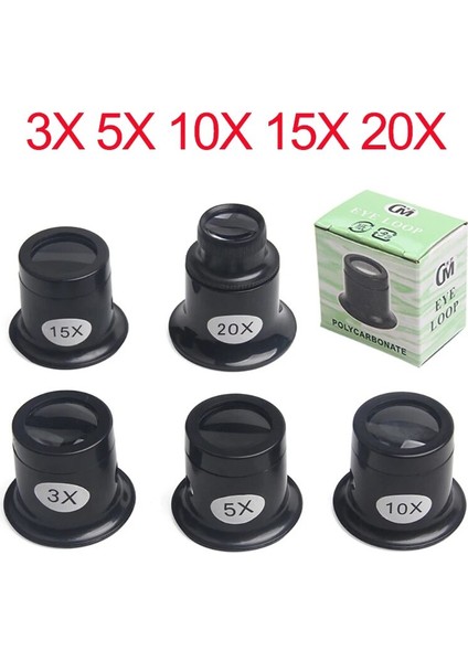 15X Tarzı 2 Adet 3x 5x 10X 15X 20X Kuyumcu Saat Büyüteç Aracı Taşınabilir Monoküler Büyüteç Büyüteç Lens Göz Büyüteç Len Saatçiler (Yurt Dışından)