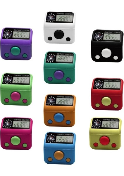 Beyaz Stil M89B Parmak Sayacı Pusula Islam Tesbih Boncuk 5 Dijital LED Elektronik El Taksitli Sayacı Clicker 10 Renk (Yurt Dışından) fiyatları