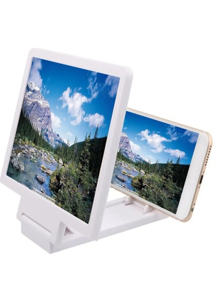 Beyaz Stil Sıcak 3D Ekran Amplifikatör Cep Telefonu Ekran Video Büyüteç Cep Telefonu Akıllı Telefon Için Büyütülmüş Ekran Telefon Stand Braketi (Yurt Dışından)