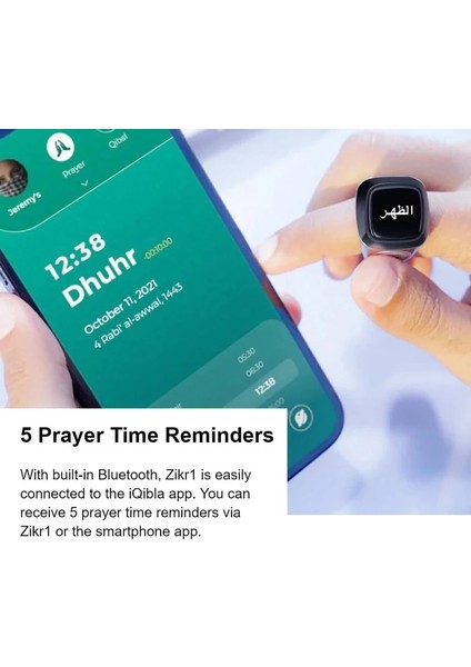 BK-20MM Stili Müslümanlar Için Kıble Zikr 1 Tasbih Akıllı Yüzük Tally Tasbeeh Sayacı Metal 5 Namaz Vakit Hatırlatma IP68 Su Geçirmez (Yurt Dışından) fırsatları