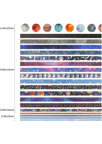 Washi Bant Seti-19 Rulo Altın Varak Galaksi Dekoratif Maskeleme Bandı, Ay, Yıldız, Göksel, Takımyıldız (Yurt Dışından) fırsatları
