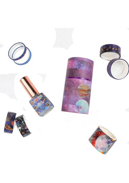 Washi Bant Seti-19 Rulo Altın Varak Galaksi Dekoratif Maskeleme Bandı, Ay, Yıldız, Göksel, Takımyıldız (Yurt Dışından) indirimleri