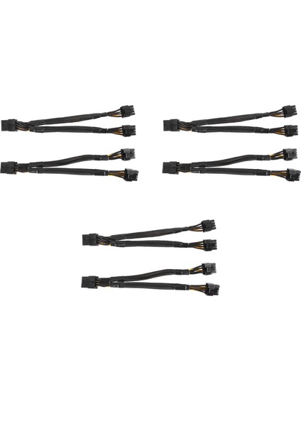 6 Adet Gpu Pcıe 8 Pin Dişi Çift 2x 8 Pin (6+2) Erkek Pcı Express Güç Adaptörü Örgülü Y-Splitter Uzatma Kablosu, 20 cm (Yurt Dışından)