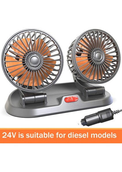 24V Araba Fanı Çift Kafalı Fan Taşınabilir Otomatik Soğutma Fanı Soğutma Büyük Rüzgar Elektrikli Fan Araba Katlanır Fan (Yurt Dışından)