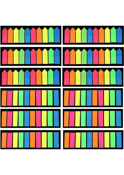 12 Takım Neon Sayfa Işaretleyicileri Yapışkan Indeks Sekmeleri, Renkli Indeks Sekmesi Bayrakları, Floresan Etiket Sekmeleri Kitaplar Için Not, 2 (Yurt Dışından) fiyatları