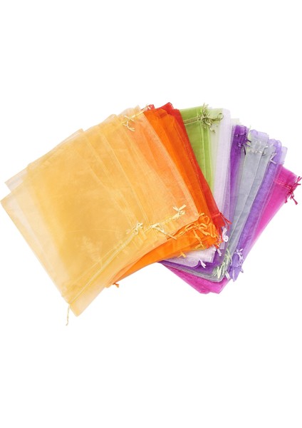 100 Adet Organze Çantalar, 20X30 cm Örgü Çantaları Noel Düğünü Için Ipli Takı Torbaları (Rastgele Renk) (Yurt Dışından)