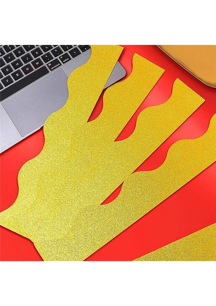 30 Adet Altın Bülten Tahtası Kenarlıkları, Sınıf Ofis Için Parlatıcı Glitter Taraklı Bülten Kenarlıkları Trim (13X2.95 Inç) (Yurt Dışından)