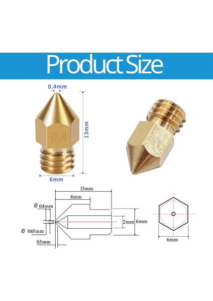 3D Yazıcı Nozulları 0.4mm Mk8 3 Nozul 20 Adet 4 Adet Isıtıcı Blok Silikon Kapaklı, 3 V2 Için 5 Iğneli (Yurt Dışından) fiyatları