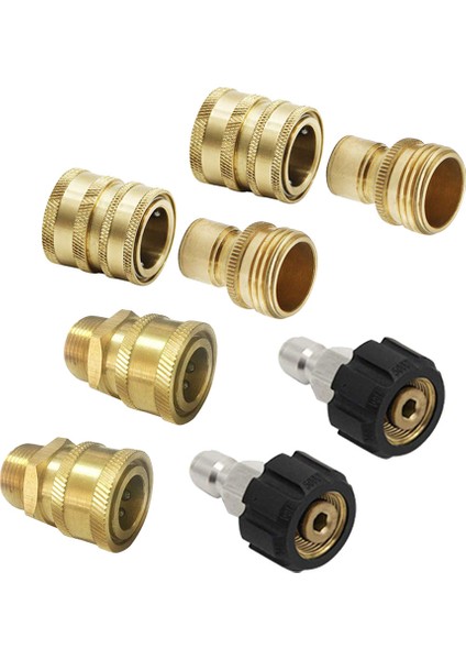 Basınçlı Yıkama Hızlı Bağlantı Adaptör Kiti M22 14MM x 3/8 Inç Hızlı Bağlantı Fişi 5000PSI Yüksek Basınçlı Pirinç Bağlantı Parçası (Yurt Dışından)