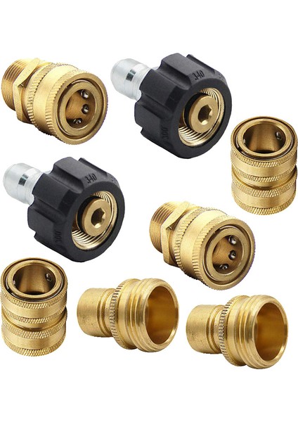 Basınçlı Yıkama Hızlı Bağlantı Adaptör Kiti M22 14MM x 3/8 Inç Hızlı Bağlantı Fişi 5000PSI Yüksek Basınçlı Pirinç Bağlantı Parçası (Yurt Dışından)