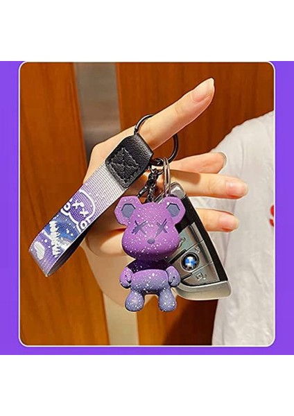 4 Adet Erkek Kadın Erkek Kız Sevimli Renkli Ayı Anahtarlık Örgülü Halat Reçine Hayvan Kolye Metal Anahtarlık Mor (Yurt Dışından) fırsatları