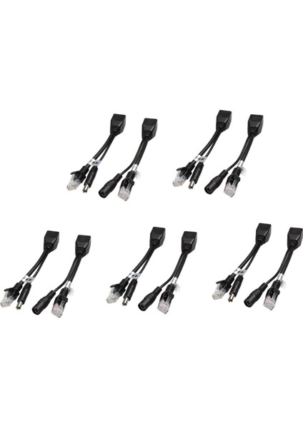 10 Adet (5 Çift) Poe Splitter Poe Anahtarı Poe Kablo Adaptörü Bant Ekranlı 5V 12V 24V 48V Güç Uzatma Kablosu 5.5x2.1mm (Yurt Dışından)