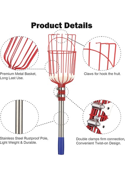 Sepetli Seçici Aracı 8ft Ayarlanabilir Sepetli Seçici Aracı, Ağaç Toplama Için Yakalayıcılı (Yurt Dışından) fırsatları