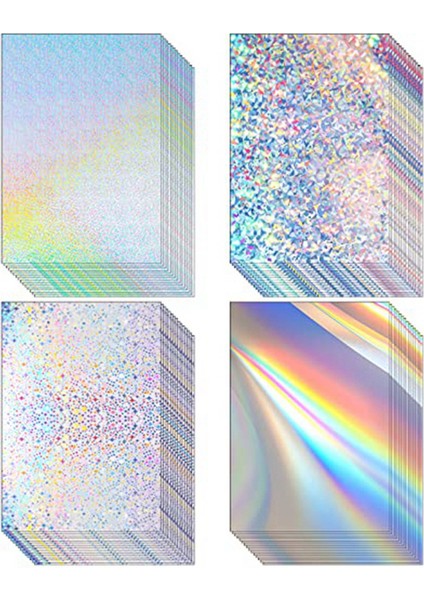 100 Sayfa Metalik Holografik Kart Stoğu Parlak Ayna Kağıt Sayfaları A4 Boyutu Karışık Renkli Kağıt (Yurt Dışından)