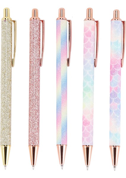 Tükenmez Kalemler, 5 Adet Geri Çekilebilir Kalem Siyah Mürekkep Orta Nokta (1.0 Mm) Tıklama Tükenmez Kalemler Erkekler, Kadınlar, Öğrenciler, Iş (Yurt Dışından)