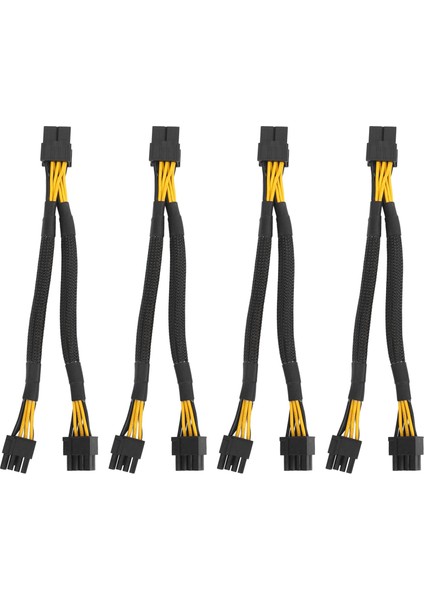 Adet Gpu Pcıe 8 Pin Dişi Çift 2x 8 Pin (6 + 2) Erkek Pcı Express Güç Adaptörü Örgülü Y-Splitter Uzatma Kablosu, 20 cm (Yurt Dışından)
