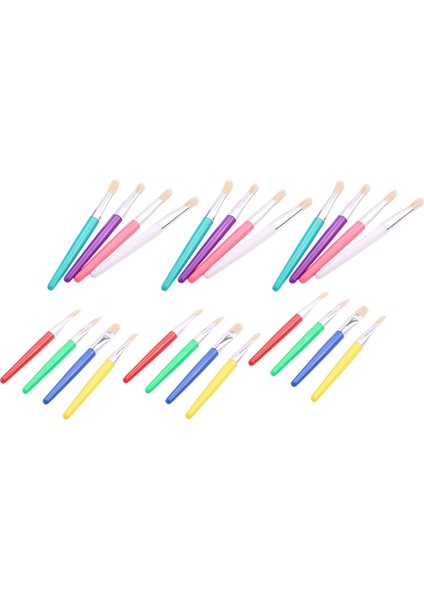 Yürümeye Başlayan Çocuklar Için Boya Fırçaları 24'lü Paket, Kıl Yuvarlak ve Düz Okul Öncesi Boya Fırçaları, Yıkanabilir Boya Akrilik Boya Için (Yurt Dışından)